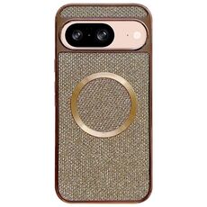 Custodia per telefono MagSafe con rivestimento galvanico in PC glitterato per Google Pixel 8 (oro)