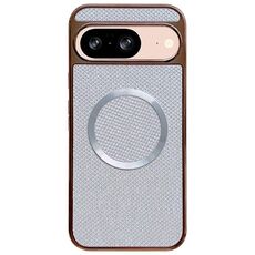 Custodia per telefono MagSafe con rivestimento galvanico in PC glitterato per Google Pixel 8 (bianca)