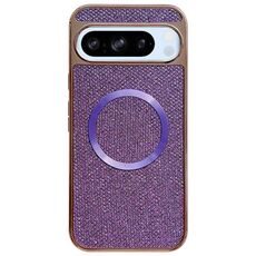 Custodia per telefono MagSafe con rivestimento galvanico in PC glitterato per Google Pixel 8 Pro (viola)