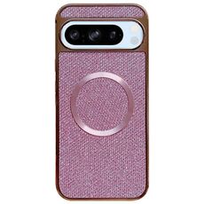 Custodia per telefono MagSafe con rivestimento galvanico in PC glitterato per Google Pixel 8 Pro (rosa)