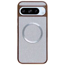Custodia per telefono MagSafe con rivestimento galvanico in PC glitterato per Google Pixel 8 Pro (bianca)