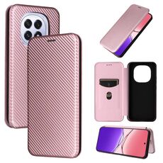 Custodia a libro in pelle con texture in fibra di carbonio per OPPO F29 5G (rosa)