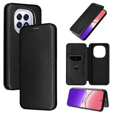 Custodia a libro in pelle con texture in fibra di carbonio per OPPO F29 5G (nera)