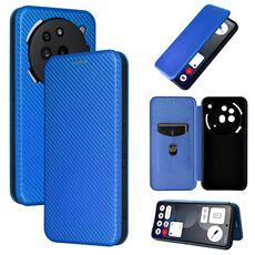 Custodia per telefono For Nothing Phone 3a Pro in pelle con texture in fibra di carbonio (blu)