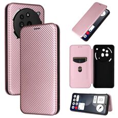 Custodia per telefono For Nothing Phone 3a Pro in pelle con texture in fibra di carbonio (rosa)