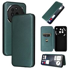 Custodia per telefono For Nothing Phone 3a Pro in pelle con texture in fibra di carbonio (verde)