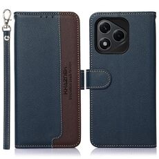 Custodia per telefono in pelle con texture Litchi KHAZNEH per Honor 400 Lite con protezione RFID (blu)
