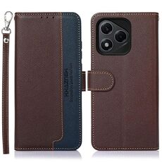 Custodia per telefono in pelle con texture Litchi KHAZNEH per Honor 400 Lite con protezione RFID (marrone)