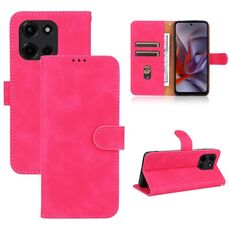 Custodia in pelle con chiusura magnetica per Motorola Edge 60 Fusion Skin Feel (rosso rosa)