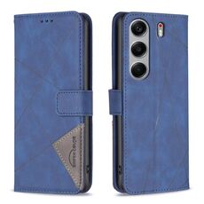 Custodia in pelle con texture a rombi e fibbia magnetica per Tecno Camon 40 Pro 5G (blu)