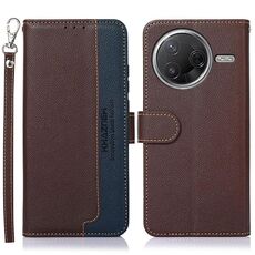 Custodia per telefono in pelle con texture Litchi KHAZNEH per Redmi K80 / K80 Pro con protezione RFID (marrone)