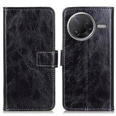 Custodia per telefono in pelle con texture Crazy Horse Retro per Redmi K80 / K80 Pro (nera)