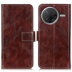 Custodia per telefono in pelle con texture Crazy Horse per Redmi K80 / K80 Pro (marrone)