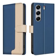Custodia antifurto RFID in pelle con colori coordinati per Tecno Camon 40 Pro 5G (blu)