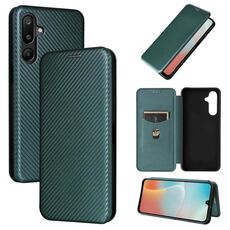 Custodia a libro in pelle con texture in fibra di carbonio per Samsung Galaxy M16 5G / F16 5G (verde)