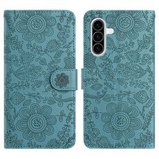 Custodia in pelle con motivo floreale in rilievo per Samsung Galaxy A36 5G (verde scuro)