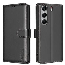 Custodia antifurto in pelle con texture Litchi per Tecno Camon 40 RFID (nera)