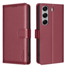 Custodia in pelle antifurto con texture Litchi per Tecno Camon 40 RFID (rossa)