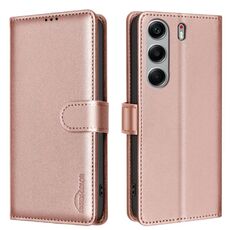 Custodia in pelle antifurto con texture Litchi per Tecno Camon 40 Pro 5G RFID (oro)