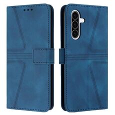 Custodia in pelle tinta unita triangolare per Samsung Galaxy A26 5G (blu)