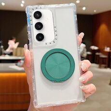 Custodia trasparente Dreamland con supporto MagSafe per Samsung Galaxy S25 / S24 5G (verde)