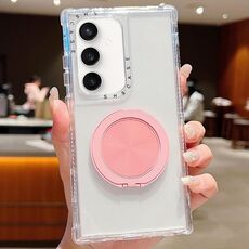 Custodia trasparente Dreamland con supporto MagSafe per Samsung Galaxy S25 / S24 5G (rosa)