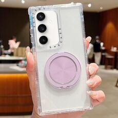 Custodia trasparente Dreamland con supporto MagSafe per Samsung Galaxy S25 / S24 5G (viola chiaro)