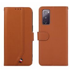 Custodia per telefono in pelle con trama delicata e inserti RFID ABEEL per Samsung Galaxy S20 FE (marrone)