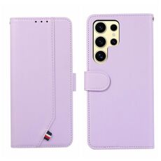 Custodia per telefono in pelle con cuciture RFID ABEEL per Samsung Galaxy S21 Ultra 5G (viola)