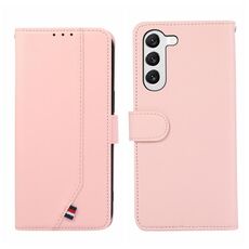 Custodia per telefono in pelle con texture delicata e giunzioni RFID ABEEL per Samsung Galaxy S22 5G (rosa)