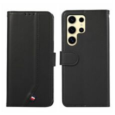 Custodia per telefono in pelle con trama delicata e RFID ABEEL per Samsung Galaxy S23 Ultra 5G (nera)