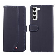 Custodia per telefono in pelle con trama delicata e RFID ABEEL per Samsung Galaxy S23 5G (blu)