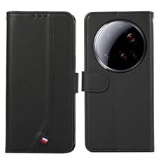 Custodia per telefono in pelle con trama delicata e RFID ABEEL per Xiaomi 15 Ultra (nera)