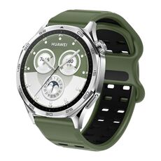 Cinturino per orologio in silicone con fibbia a doppia fila di fori da 22 mm (verde militare nero)