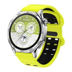 Cinturino per orologio in silicone con fibbia a doppia fila di fori da 22 mm (nero lime)