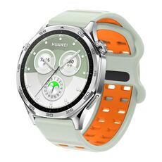Cinturino per orologio in silicone con fibbia a doppia fila di fori da 22 mm (grigio nebbia arancione)