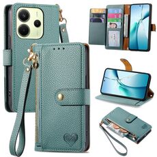 Custodia in pelle con laccetto Love Zipper per Redmi Note 14 4G da 164,84 mm (verde)