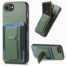 Custodia per telefono con supporto pieghevole in fibra di carbonio per iPhone 16e (verde)