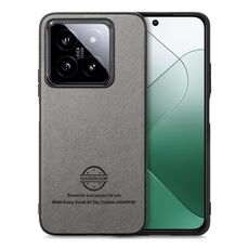 Custodia in similpelle con retro in tessuto twill per Xiaomi 14T (grigio)