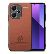 Custodia in similpelle con retro in tessuto twill per Redmi Note 13 Pro+ (marrone)