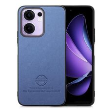Custodia in similpelle con retro in tessuto Twill per OPPO Reno13 F (blu)