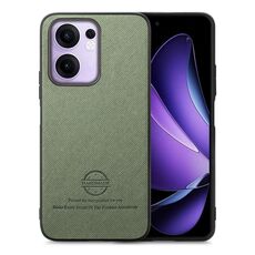 Custodia in similpelle con retro in tessuto Twill per OPPO Reno13 F (verde)