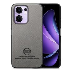 Custodia in similpelle con retro in tessuto Twill per OPPO Reno13 F (grigio)