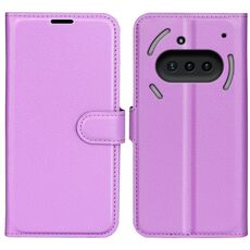 Custodia per telefono For Nothing Phone 3a con supporto e flip orizzontale in pelle con texture Litchi (viola)