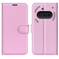 Custodia per telefono For Nothing Phone 3a con supporto e flip orizzontale in pelle con texture Litchi (rosa)