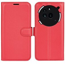 Custodia per telefono For Nothing Phone 3a Pro con supporto in pelle con texture Litchi e flip orizzontale (rosso)