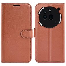 Custodia per telefono For Nothing Phone 3a Pro con texture Litchi e supporto in pelle con flip orizzontale (marrone)