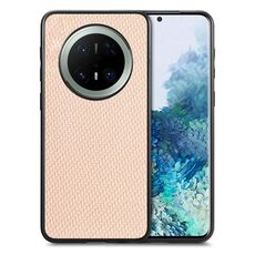 Custodia per telefono con cover posteriore in pelle con trama in fibra di carbonio per Huawei Mate 70 Pro+ (cachi)