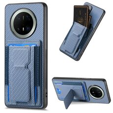 Custodia per telefono cellulare con supporto pieghevole in fibra di carbonio per Huawei Mate 70 Pro (blu)