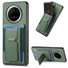 Custodia per telefono cellulare con supporto pieghevole in fibra di carbonio e elastico per Huawei Mate 70 Pro+ (verde)